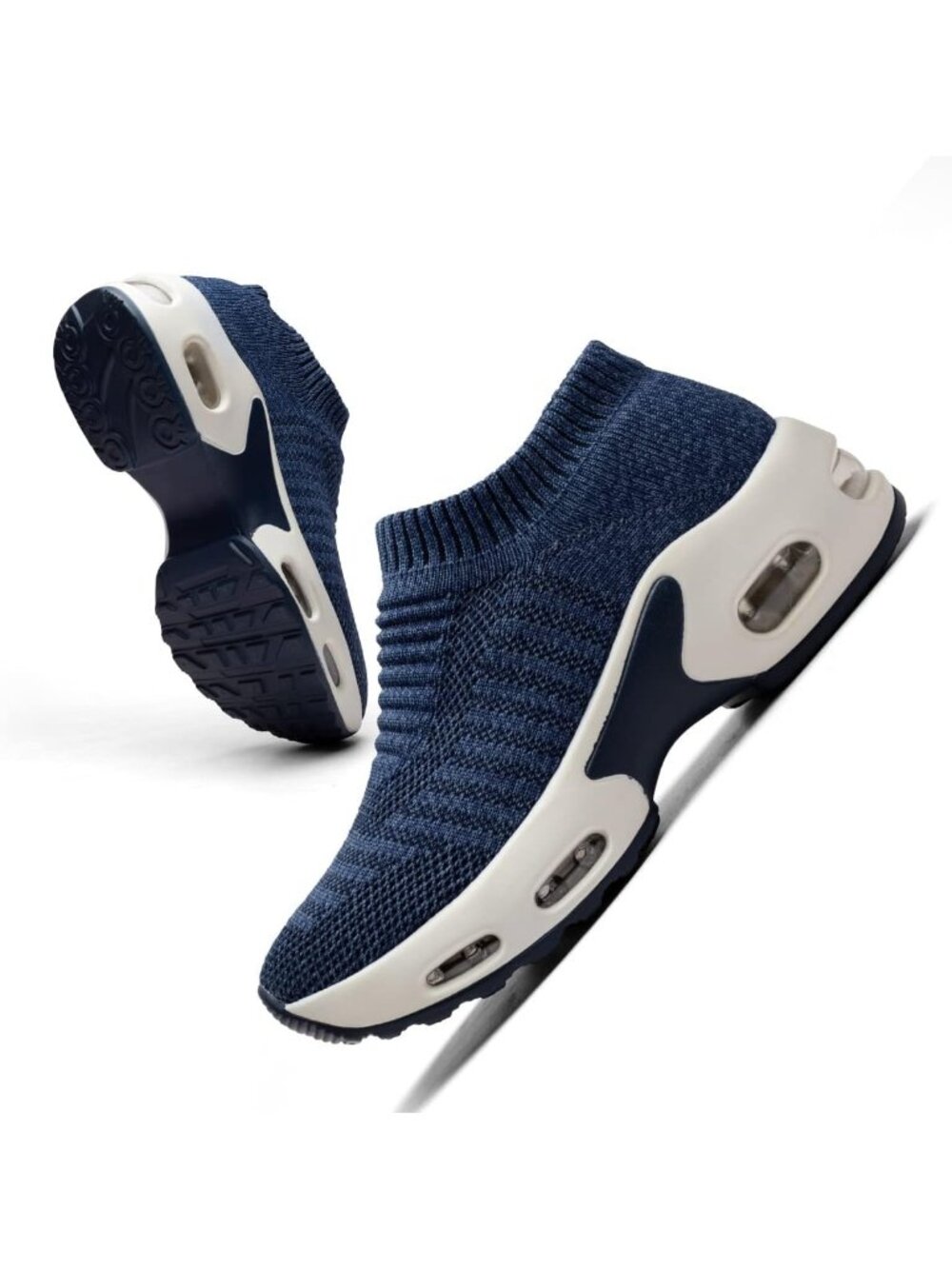 🆕Women's Dark Blue Mesh Sneakers  Slip on Sock Loafers Walking Work Shoes
